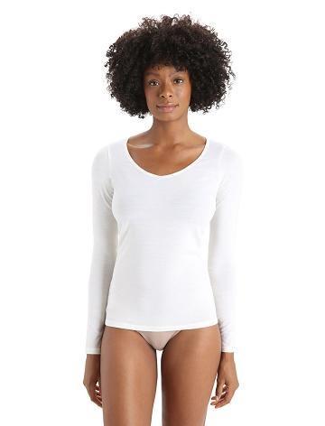 Bielizny Icebreaker Merino Siren Long Sleeve Sweetheart Top Damskie Białe | PL 1258YXFU